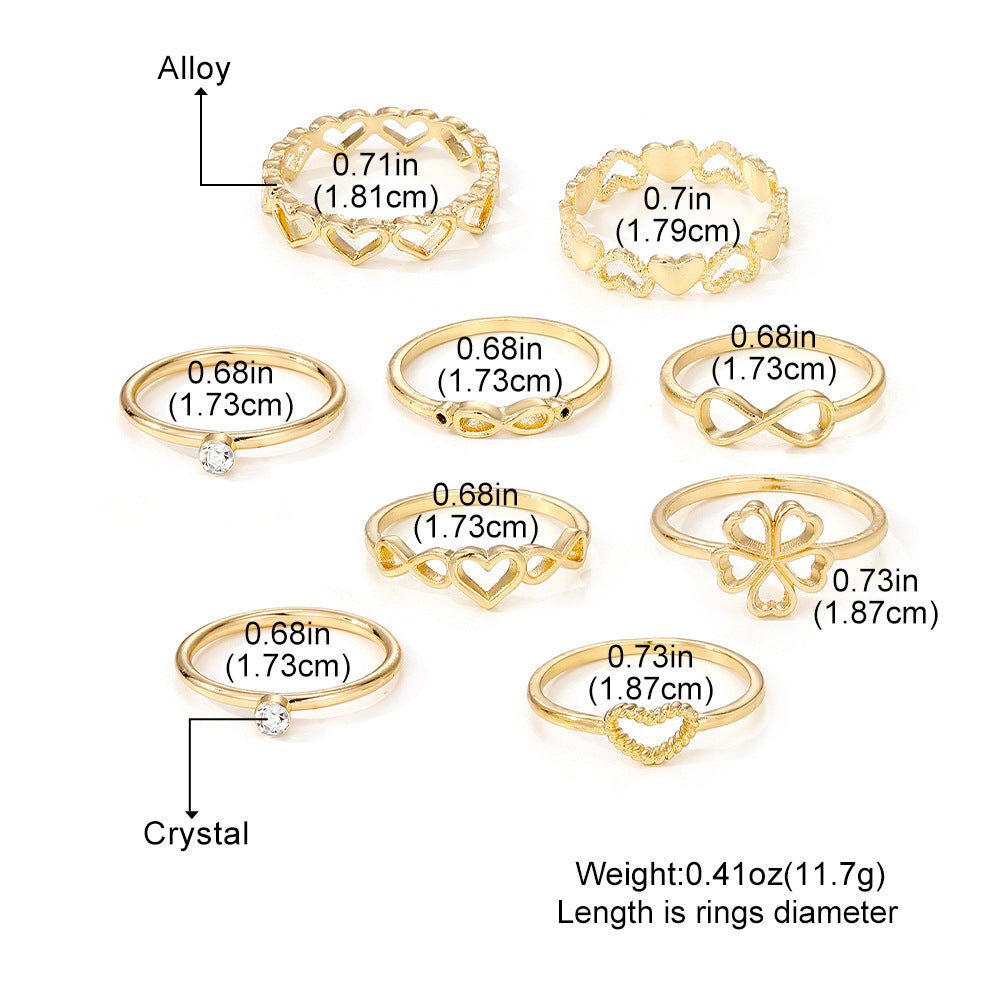 Gold Heart Rings Set