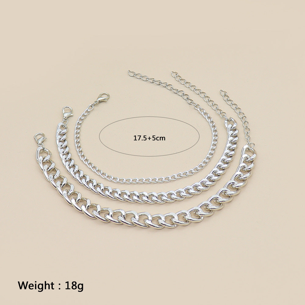 3 Piece Silver Chain Bracelet Set