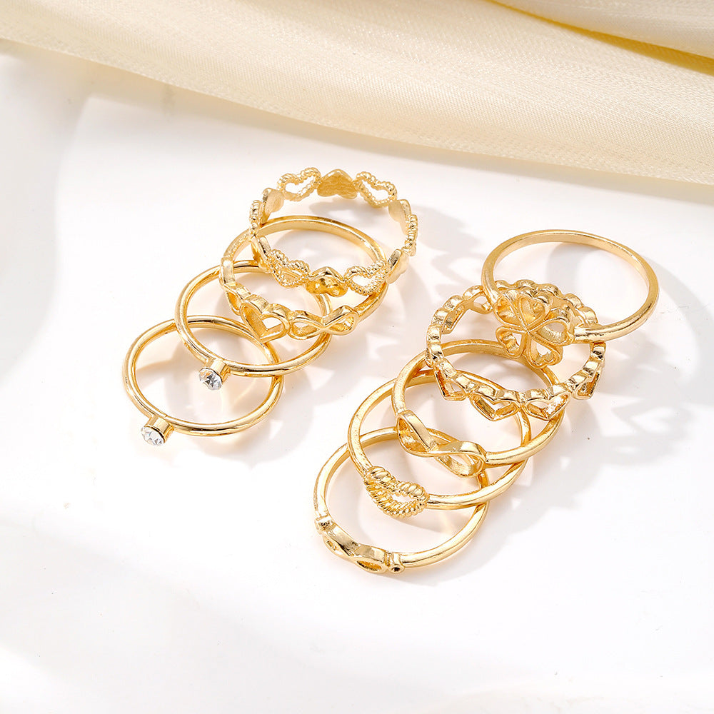 Gold Heart Rings Set