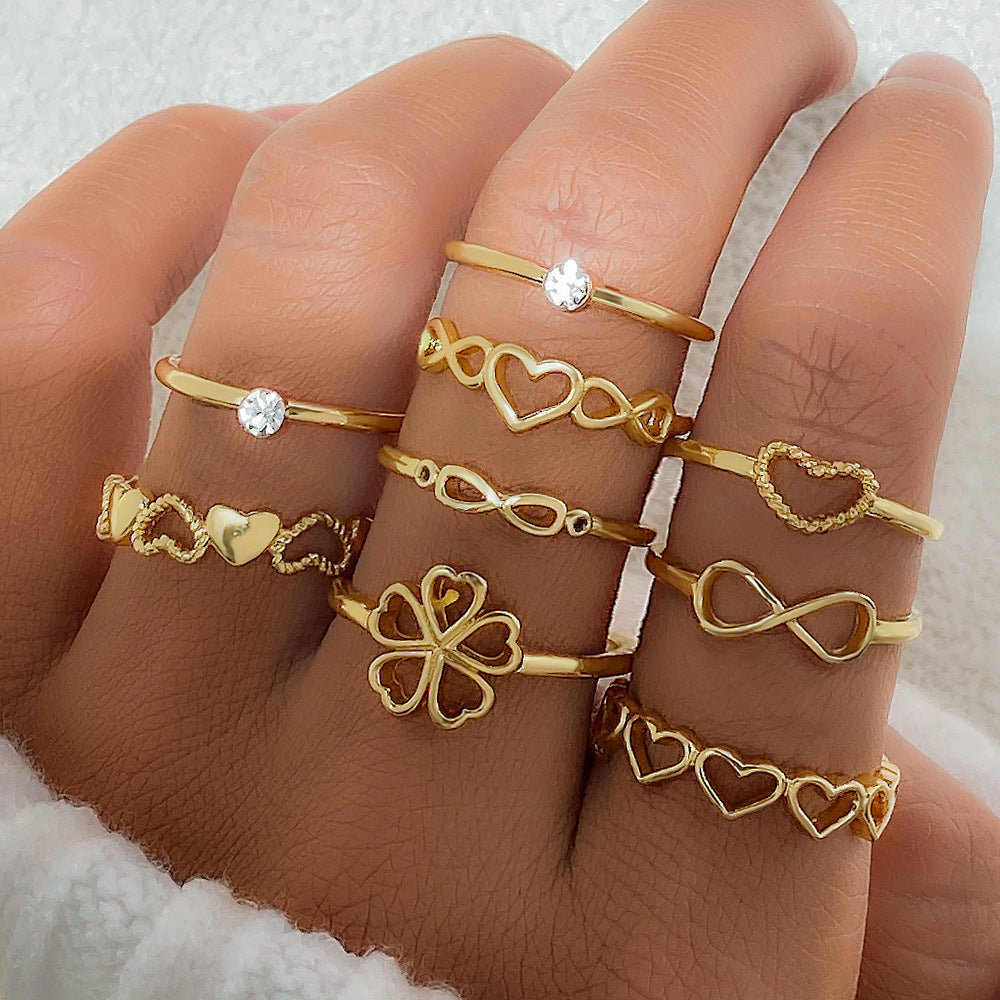 Gold Heart Rings Set