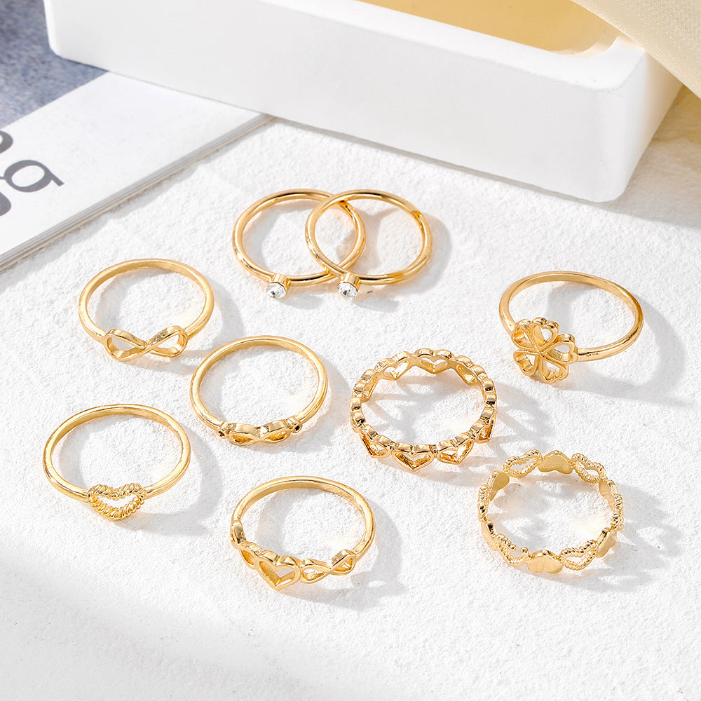 Gold Heart Rings Set