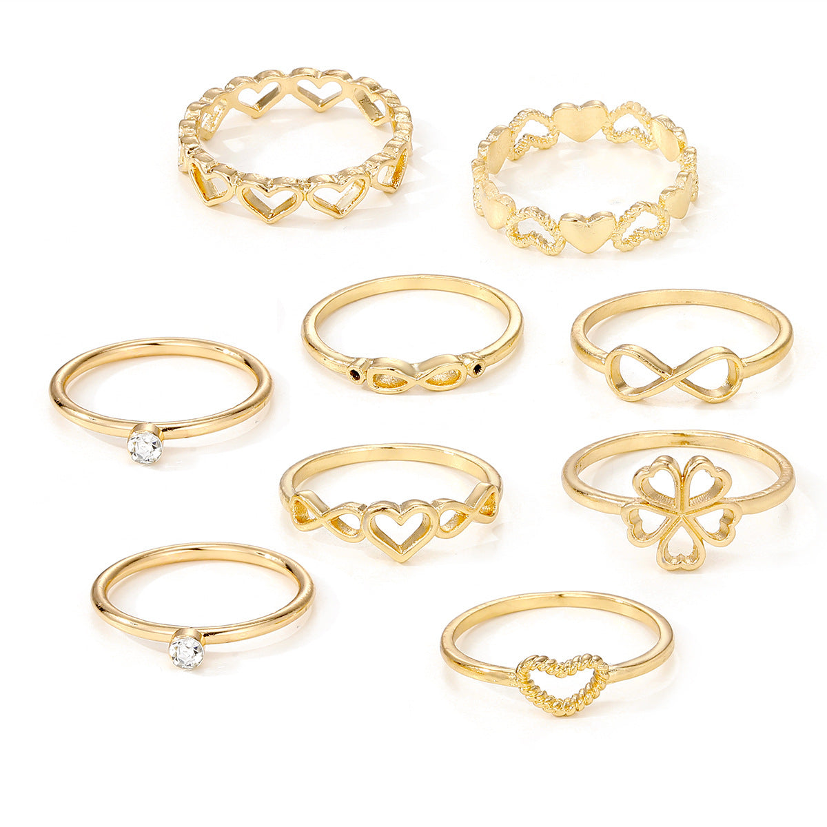 Gold Heart Rings Set