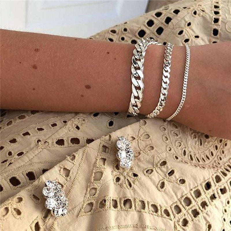3 Piece Silver Chain Bracelet Set