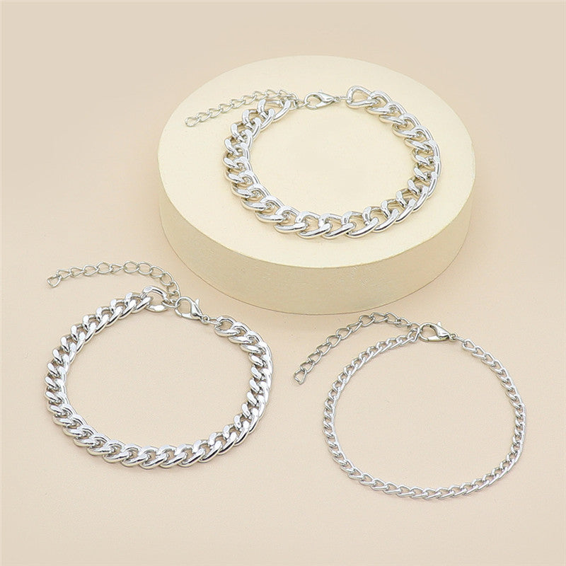3 Piece Silver Chain Bracelet Set