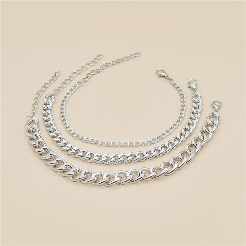 3 Piece Silver Chain Bracelet Set